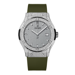 Đồng hồ nam Hublot Classic Fusion Green Full Diamond 42mm 542.NX.8970.RX